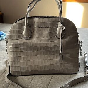 Michael Kors Gray Croc-Embossed Satchel